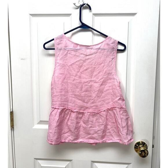 Isaac Mizrahi Linen Blouse, SLeeveless Peplum, Pink Top, Women's Size S - Picture 3 of 4